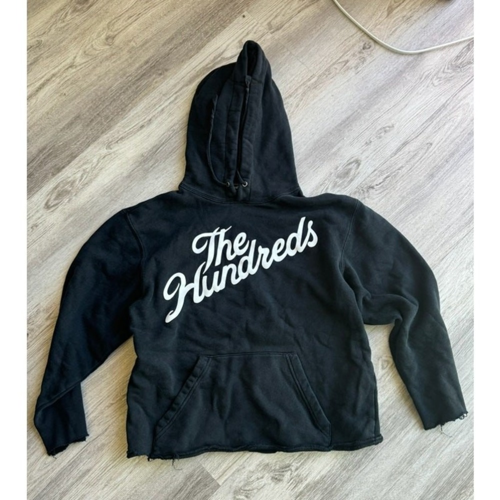 THE HUNDREDS SLANT LOGO pullover hoodie with drawstring Black #439